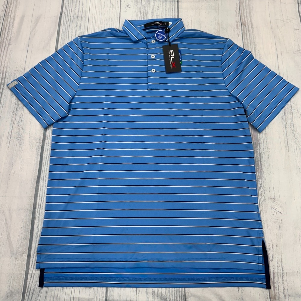 NWT RLX Ralph Lauren Polo Shirt M Pro Fit Blue Mens Wicking $110